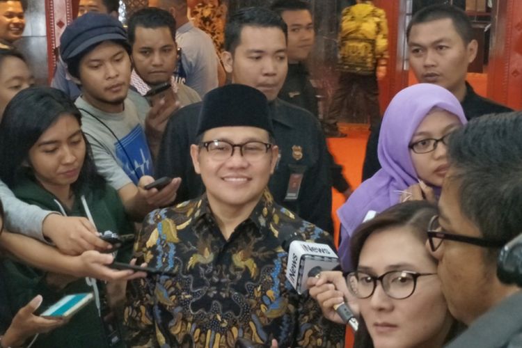 Ketua Umum Partai Kebangkitan Bangsa (PKB) Muhaimin Iskandar atau akrab disapa Cak Imin, saat ditemui di Kompleks Parlemen, Senayan, Jakarta, Kamis (12/7/2018). 