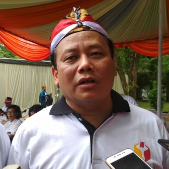 Ketua Bawaslu Abhan Misbah seusai apel Panwaslu se-Jawa Tengah, di Kompleks Taman Wisata Candi Borobudur, Magelang, Rabu (14/2/2018).