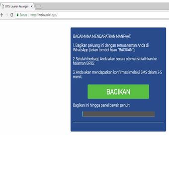 Link dalam pesan hoaks jika di klik akan muncul seperti ini.