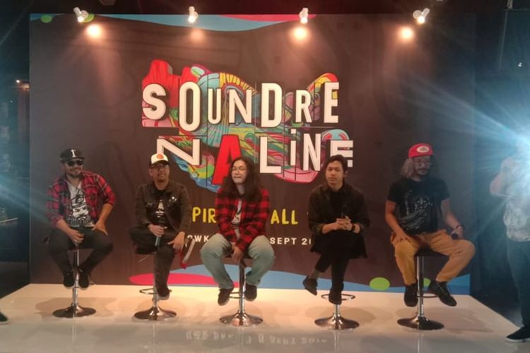 Para pengisi acaa Soundrenaline dalam peluncuran line up sesi perdana di kawasan Gunawarman, Jakarta Selatan, Rabu (31/7/2019).