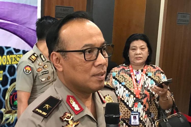 Kepala Biro Penerangan Masyarakat (Karo Penmas) Divisi Humas Polri Brigjen (Pol) Dedi Prasetyo di Gedung Bareskrim Polri, Jakarta Selatan, Kamis (1/8/2019).