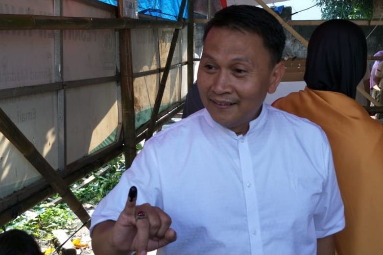 Wakil Ketua BPN pasangan Prabowo-Sandi, Mardani Ali Sera usai nyoblos di TPS 043, Kelurahan Jatimakmur, Pondok Gede, Kota Bekasi, Rabu (17/4/2019).
