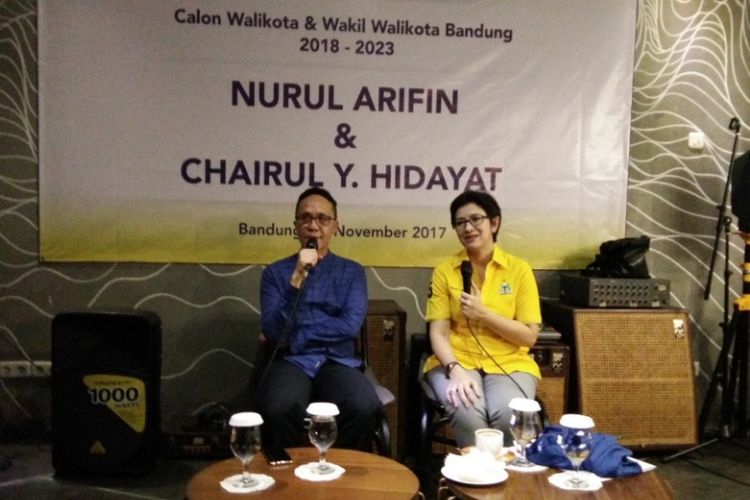 Politisi Partai Golkar Nurul Arifin resmi berpasangan dengan politisi Partai Demokrat Chairul Y Hidayat untuk Pilkada Kota Bandung. 