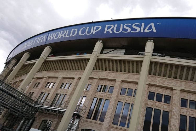 Tampak luar Stadion Luzhniki, tempat pembukaan Piala Dunia 2018. Foto diambil pada 9 Juni 2018.