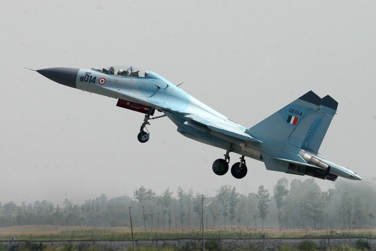 Jet tempur Sukhoi Su-30 milik Angkatan Udara India (IAF).