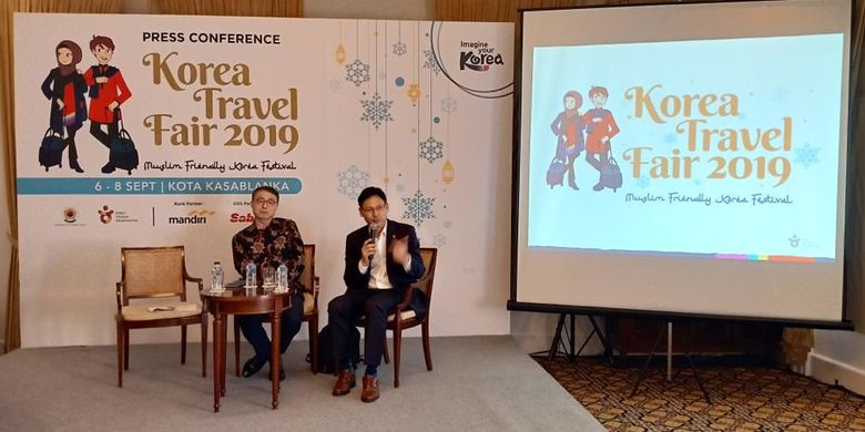 Pteess conference yang membahas Korea Travel Fair 2019 dengan tema Muslim Friendly yang akan dilaksanakan pada tanggal 6 sampai 8 September 2019 di Kota Kasablanka.