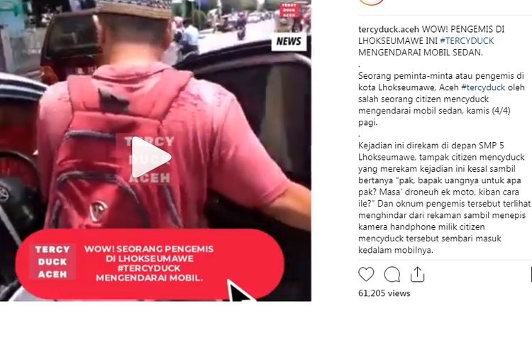 Pengemis bermobil di Aceh yang viral di Instagram dan Twitter. 