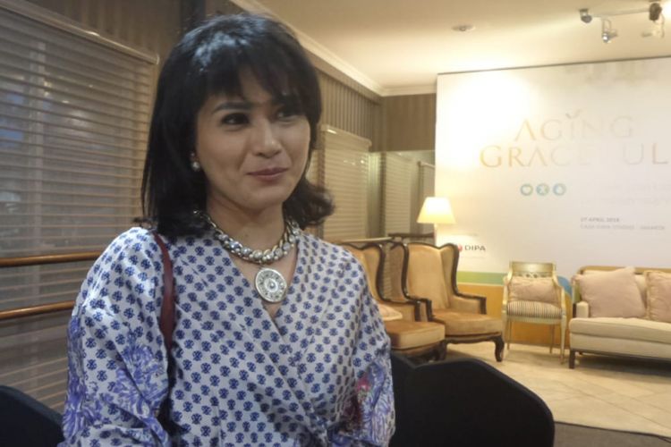 Tamara Geraldine dalam acara Aging Gracefully di Casa Gaya Studio, Kebayoran Baru, Jakarta Selatan, Jumat (27/4/2018).