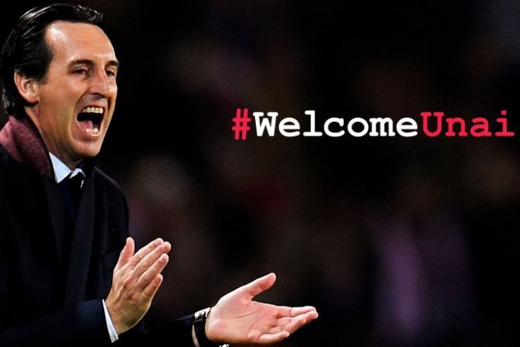 Tagar #WelcomeUnai menyambut kehadiran Unai Emery sebagai pelatih baru Arsenal, 23 Mei 2018.