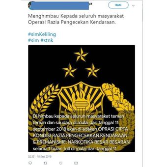 Informasi yang beredar di masyarakat mengenai operasi besar-besaran yang akan dilaksanakan kepolisian.