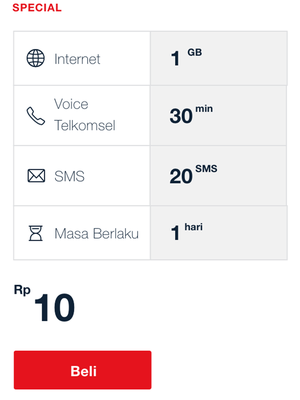 Rincian Paket Combo Spesial yang ditawarkan Telkomsel sebagai kompensasi pelanggan yang mengalami mati listrik di sebagian wilayah Jawa. 
