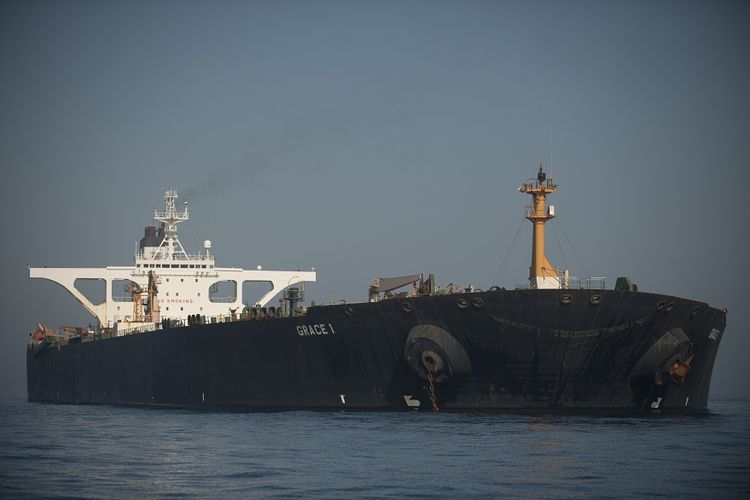 Foto bertanggal 15 Agustus 2019, menunjukkan kapal tanker Iran, Grace 1 saat di pelabuhan Gibraltar.