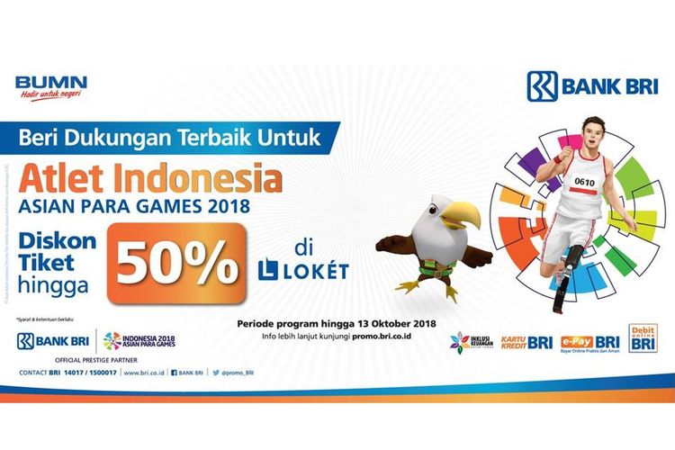 Promo tiket Asian Para Games 2018 oleh BRI