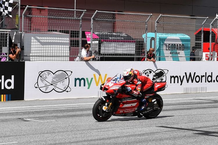 Pebalap Ducati, Andrea Dovizioso, berhasil menjadi juara pada balapan MotoGP Austria 2020 di Red Bull Ring, Austria, Minggu (16/8/2020).