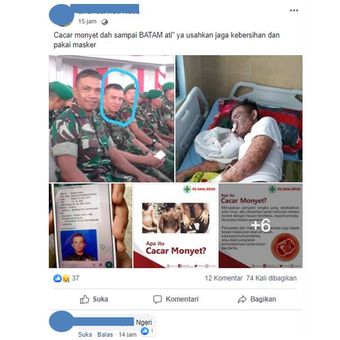 Tangkapan layar tentang isu bahwa cacar monyet masuk ke Batam.