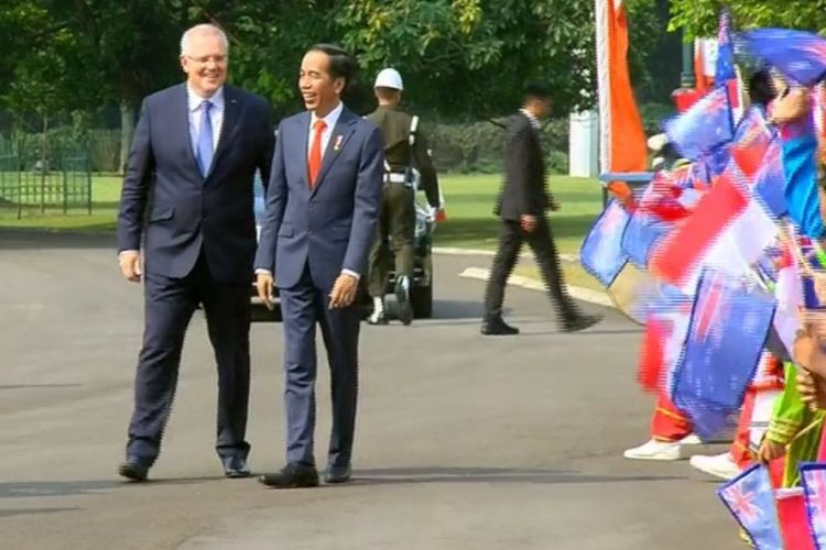 Presiden Joko Widodo, Jumat (30/8/2018)  sore, menerima kunjungan kenegaraan Perdana Menteri Australia Scott Morrison di Istana Kepresidenan Bogor.