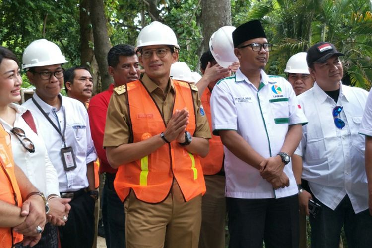 Wakil Gubernur DKI Jakarta Sandiaga Uno meninjau Pulau Bidadari, Kepulauan Seribu, Senin (29/1/2018).