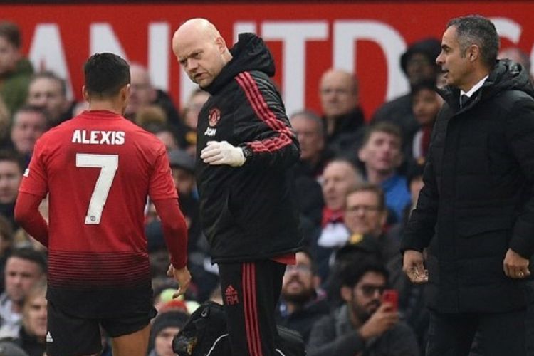 Alexis Sanchez ditarik keluar pada pertandingan Manchester United vs Reading di Stadion Old Trafford dalam babak ketiga Piala FA, 5 Januari 2019. 