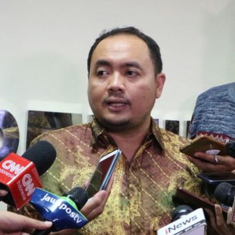 Anggota Badan Pengawas Pemilu (Bawaslu) RI, Muhammad Afifudin ketika menyampaikan paparannya di Kantor Bawaslu RI, Jakarta, Senin (12/3/2018).