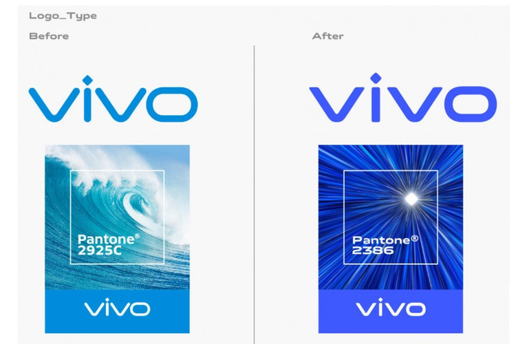 Logo Vivo versi lama (kiri) dan baru (kanan)