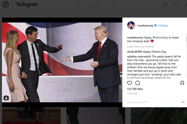 Unggahan Hari Ayah dari Ivanka untuk Donald Trump Malah Tuai Kecaman