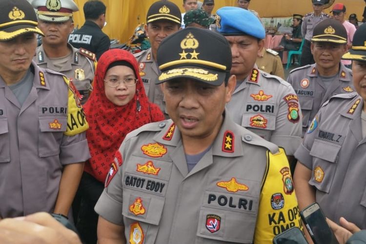 Kapolda Metro Jaya, Irjen Gatot Eddy Pramono, di Gudang Logistik KPU Kota Bekasi, Selasa (23/4/2019).