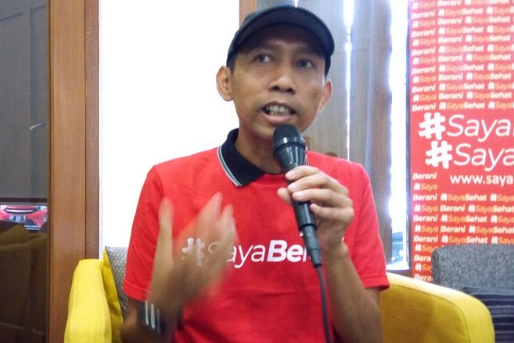 Andri Yanto, pelatih lari dari Runner?s Nation (RuN) yang melatih empat ODHA yakni Tri Eklas Tesa Sampurno, Eva Dewi, Ade Vikran, dan Sepi Maulana Ardiansyah untuk Jakarta Marathon 2018 pada 28 Oktober 2018.  