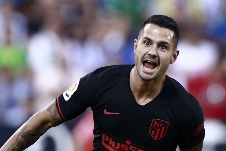 Vitolo merayakan gol timnya pada laga Leganes vs Atletico Madrid pada lanjutan Liga Spanyol, 25 Agustus 2019. 