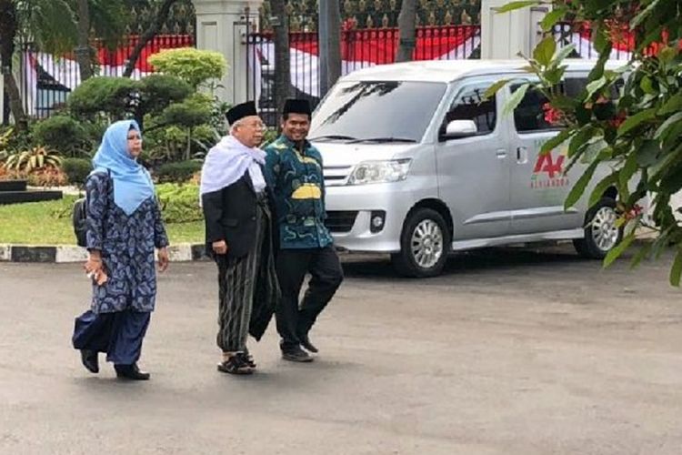 Ketua Umum MUI Maruf Amin mendatangi Istana Kepresidenan, Jakarta, Rabu (8/8/2018).