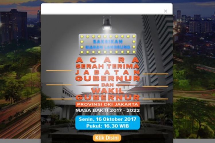 Warga bisa menyaksikan pelantikan Gubernur DKI Jakarta Anies-Sandi menggunakan teknologi kacamata VR melalui website http://www.jakarta.go.id/v2/index.php. 