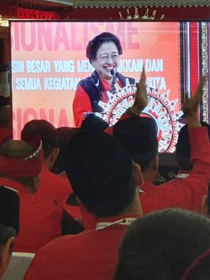 Penetapan Megawati sebagai ketua umum dilakukan secara tertutup dalam Kongres V PDI-P di Hotel Grand Inna Bali Beach, Sanur, Bali, Kamis (8/8/2019).