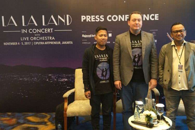 Konferensi pers La La Land in Concert di Raffles Hotel, Jakarta Selatan, Jumat (3/11/2017).