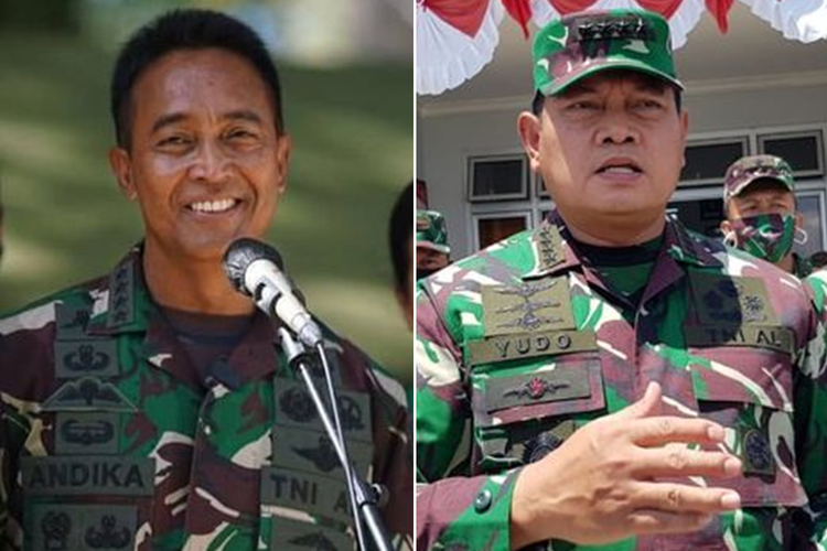 Kolase foto dari kiri ke kanan: Kepala Staf TNI Angkatan Darat (KSAD) Jenderal Andika Perkasa dan Kepala Staf TNI Angkatan Laut (KSAL) Laksamana Yudo Margono.