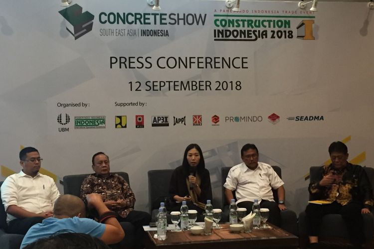 Pres konferensi Concrete Show South East Asia (SEA) Indonesia 2018 dan Construction Indonesia 2018 di Jakarta, Rabu (12/9/2018).