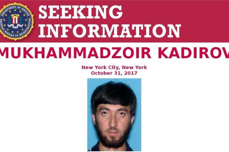 Pengumuman pencarian Mukhammadzoir Kadirov di akun Twitter FBI New York. (FBI New York)
