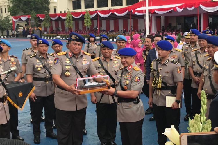 Kapolri menghadiri upacara peresmian armada sekaligus peringatan HUT ke-68 Korpolairud, di Korpolairud Polri, Jakarta Utara, Senin (3/12/2018).