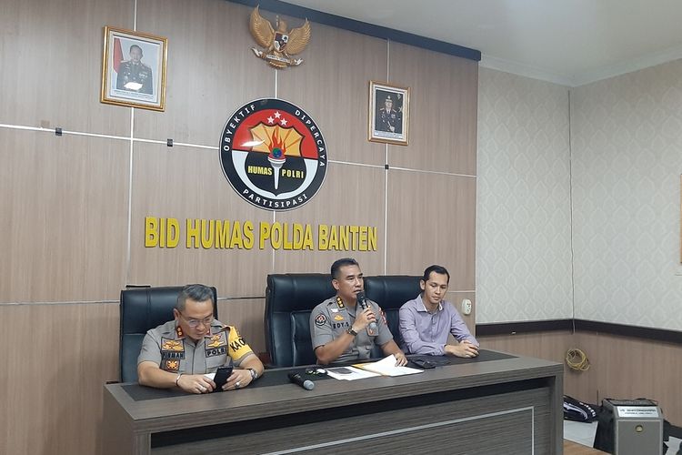 Polda Banten menggelar press release Pembunuhan satu keluarga di Serang, Selasa (20/8/2019)