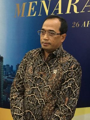 Menteri Perhubungan Budi Karya Sumadi saat acara peresmian gedung Menara Kompas, Kamis (26/4/2018).