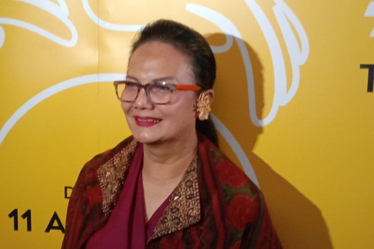 Christine Hakim menghadiri acara peluncuran teaser film Bumi Itu Bulat di Ecology Bistro, Kemang Raya, Jakarta Selatan, Senin (11/3/2019).