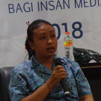 Ni Putu Ayu Sila, korban bom Bali I saat menceritakan kisahnya di Jakarta, Kamis (25/1/2018).