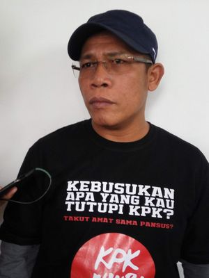 Anggota Komisi III DPR RI Masinton Pasaribu saat diwawancarai di kawasan Cikini, Jakarta Pusat, Sabtu (5/8/2017).