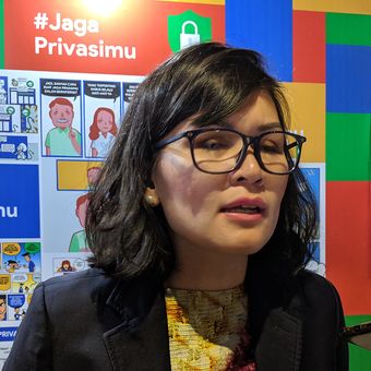 Putri Alam, Head of Public Policy Google Indonesia, di sela-sela acara Jagaprivasimu di kawasan Jakarta Pusat, Selasa (20/8/2019). 

