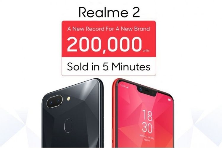 Realme 2 ludes 200.000 unit dalam waktu lima menit