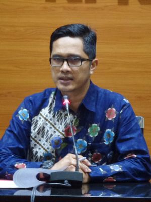 Juru Bicara KPK Febri Diansyah di Gedung KPK Jakarta, Selasa (17/10/2017).