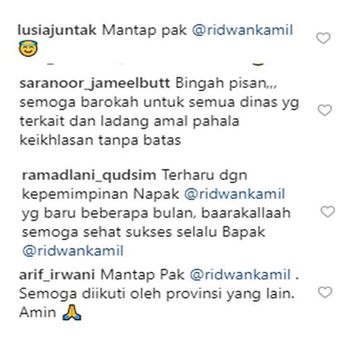 Komentar netizen di instagram Ridwan Kamil