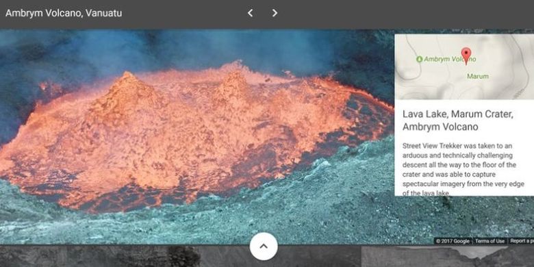 Lava cair di Kawah Marum, Ambryn, gunung berapi di negara kepulauan Pasifik, Vanatu.