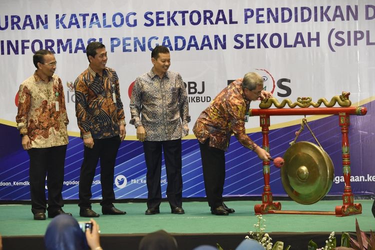 Peluncuran Katalog Sektoral Pendidikan dan Sistem Informasi Pengadaan Sekolah (SIPLah) di kantor Kemendikbud, Jakarta, Selasa (25/6/2019).