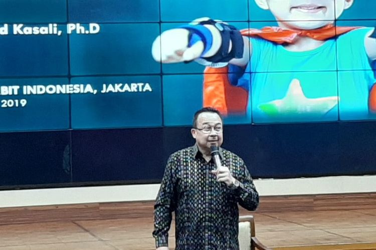 Rhenald Kasali dalam simposium internasional tentang pendidikan di Gedung Kemendikbud, Jakarta, Selasa (3/9/2019).