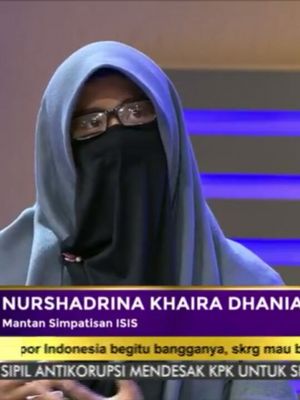 Nurshadrina Khaira Dhania (19) salah satu dari 18 mantan simpatisan kelompok teroris Negara Islam Irak-Suriah atau ISIS yang kembali dari Suriah ke Tanah Air pada pertengahan Agustus 2017 lalu. 