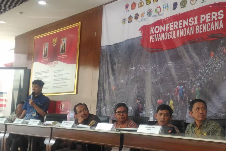 Konferensi pers terkait laporan dan prediksi bencana alam di kantor BNPB, Jakarta Timur, Jumat (31/5/2019). 